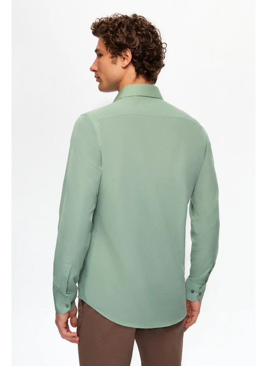 D'S DAMAT D'S Groom Slim Fit Green Italian Collar Shirt 2HF02ORT5185