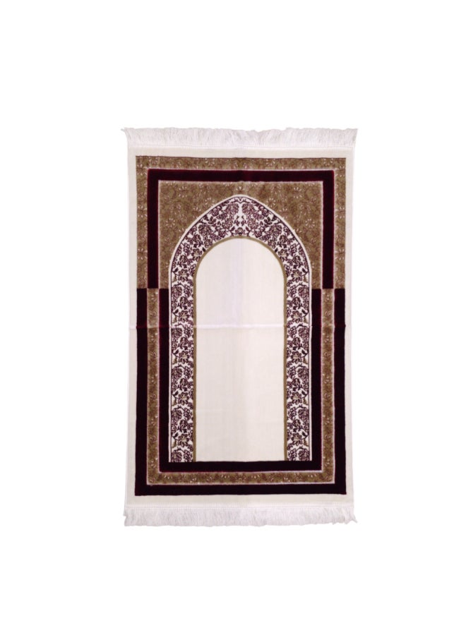 REVE Arenno Premium Quality Velvet Islamic Prayer Mat Red and White 70 x 110 cm ARENNO104385RED - Image 1