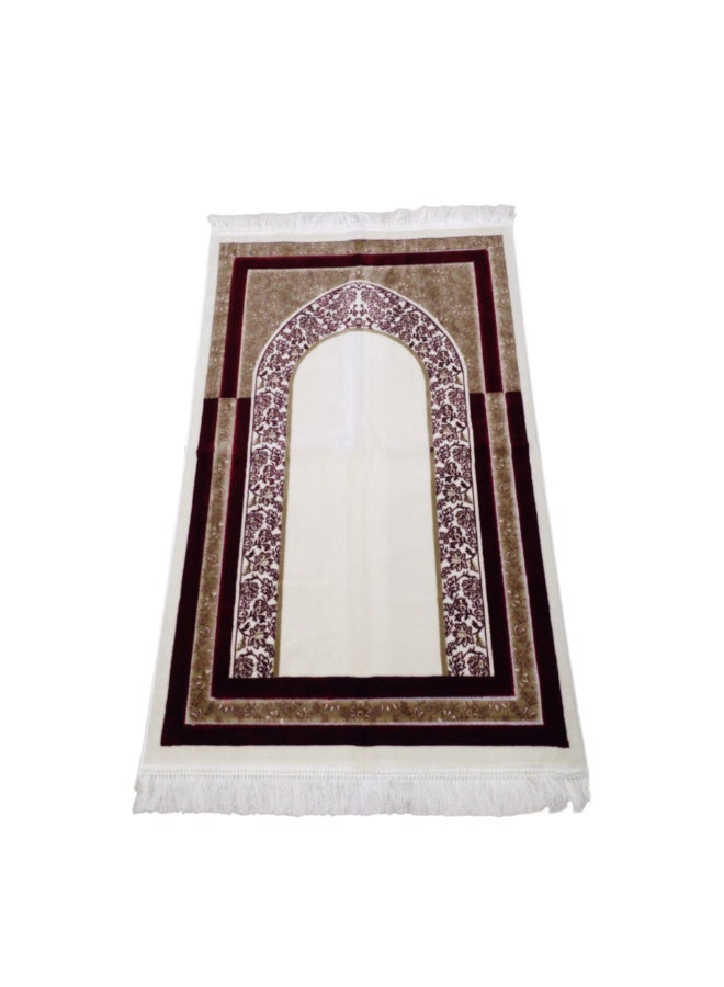 REVE Arenno Premium Quality Velvet Islamic Prayer Mat Red and White 70 x 110 cm ARENNO104385RED - Image 2