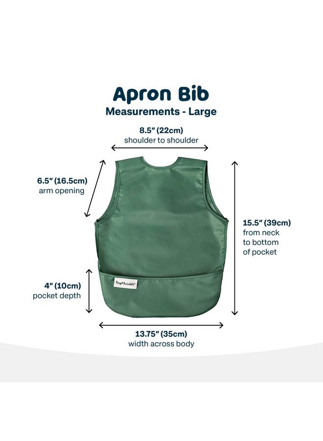 Tiny Twinkle Mess-Proof Apron Toddler Bibs W/Tug-Proof Closure, Baby Food Bibs, 2 Pack (Slate Olive, Small 6-24 Months) - Image 3