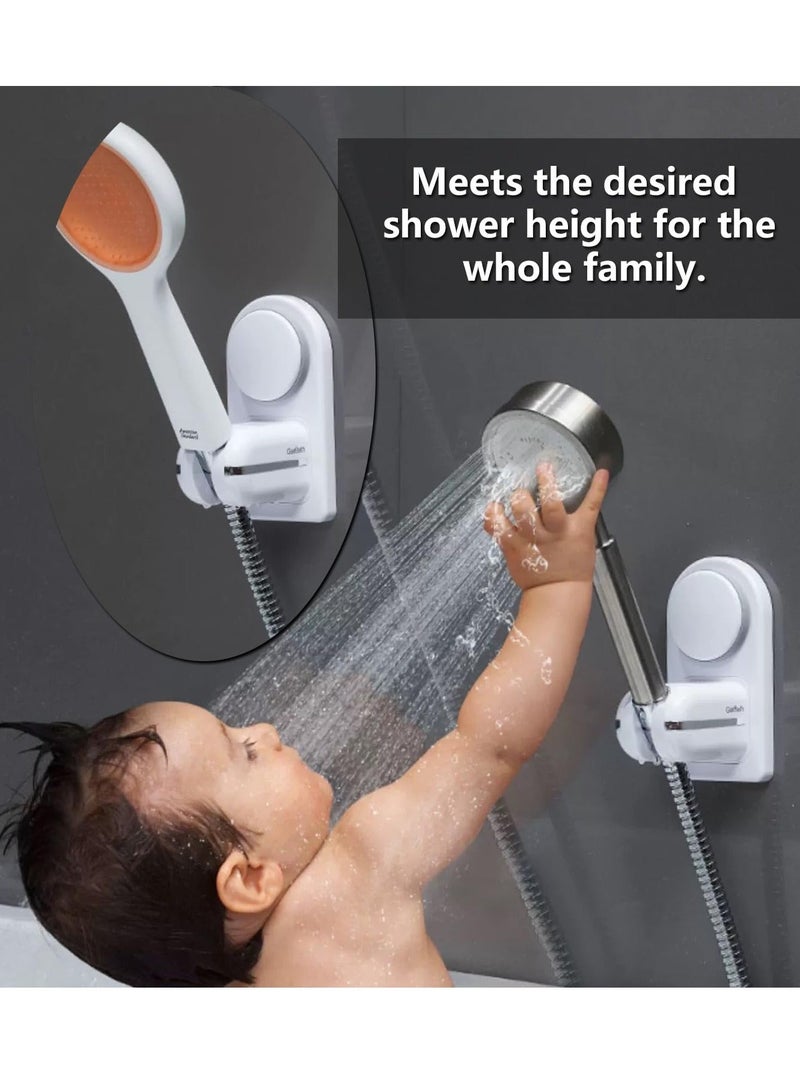 Shower Head Holder, Adjustable Suction Shower Head Holder, Shower Wand Bracket Shower Wall Mount Holder, Adjustable Shower Base, Punch Free, White - Image 5