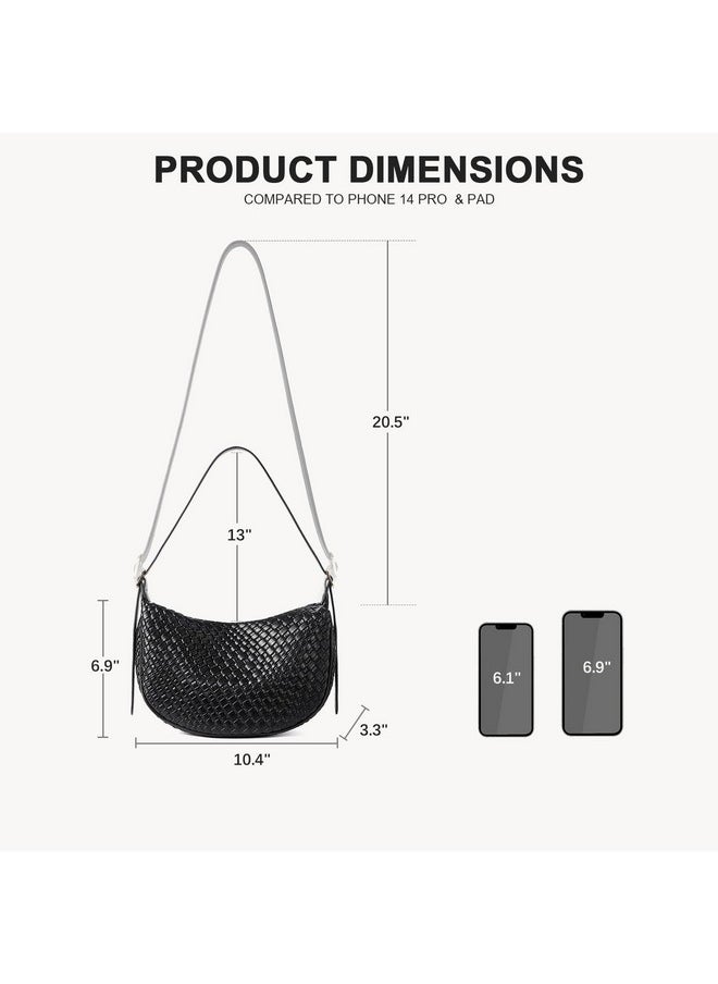 Bostanten BOSTANTEN Purses for Women Small Crossbody Bags Crescent Shoulder Bag Hobo Handbag with Adjustable Strap, Black  - Image 5