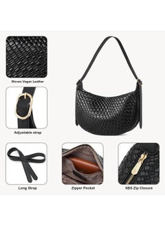 Bostanten BOSTANTEN Purses for Women Small Crossbody Bags Crescent Shoulder Bag Hobo Handbag with Adjustable Strap, Black  - Image 4