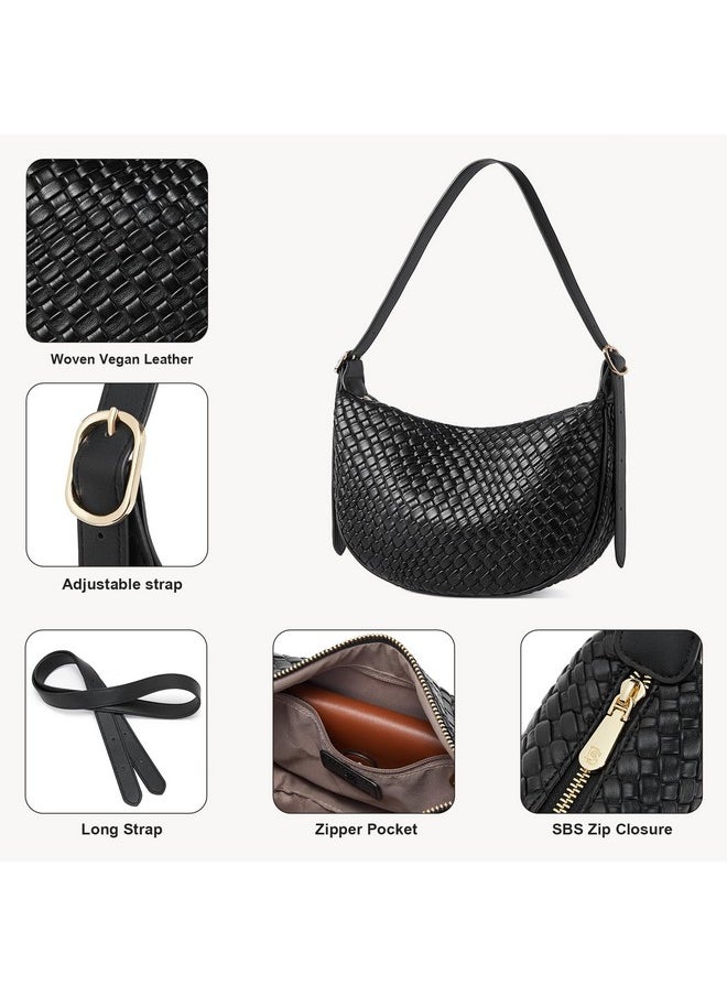 Bostanten BOSTANTEN Purses for Women Small Crossbody Bags Crescent Shoulder Bag Hobo Handbag with Adjustable Strap, Black  - Image 4