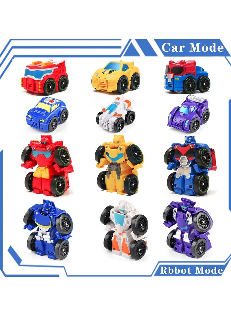 6 Pieces Mini Robot Car Toys Toddler Little Heroes Movable Figures Push To Rescue Vehicle Playsets Boys Small Car Robot - Image 5