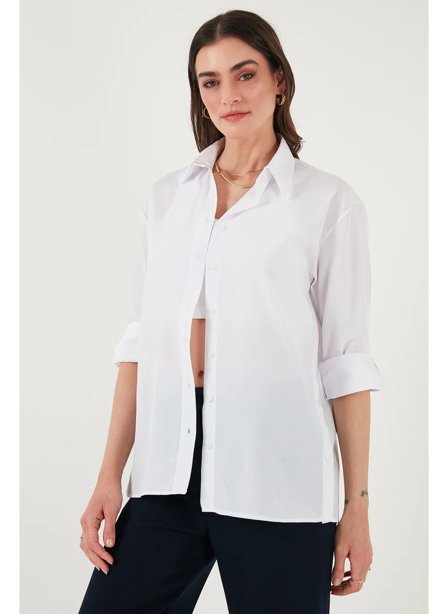 Lela Cotton Regular Fit Buttonable Slit Detail Shirt Women's Shirt 6772920