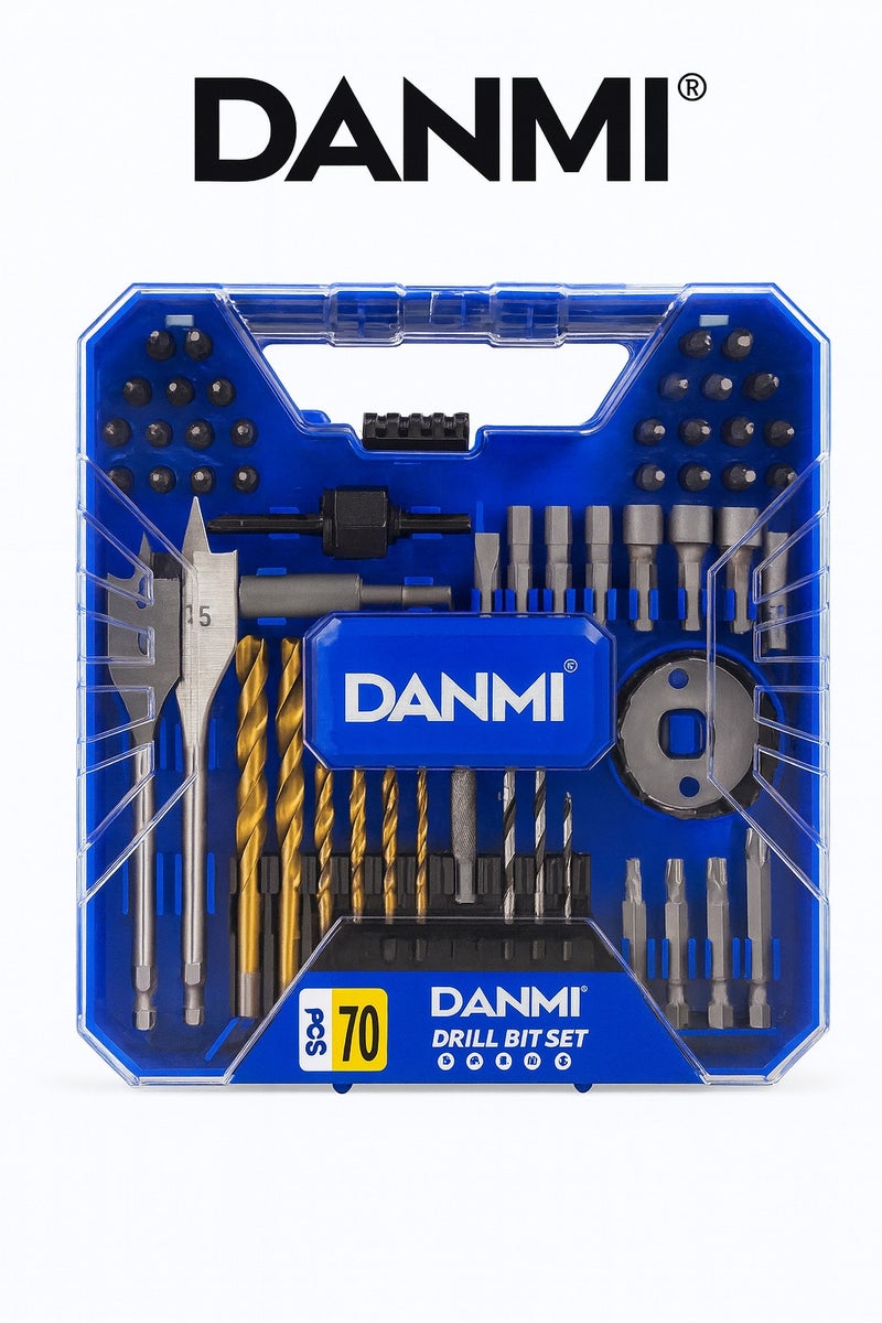 DANMI Professional Drill & Bit Set 70 Pieces from DANMI – Multi-purpose for Wood, Metal, Concrete, with Screwdriver Bits and Circular Saws – ART:160170 - Image 1