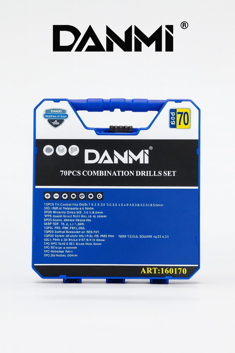 DANMI Professional Drill & Bit Set 70 Pieces from DANMI – Multi-purpose for Wood, Metal, Concrete, with Screwdriver Bits and Circular Saws – ART:160170 - Image 3