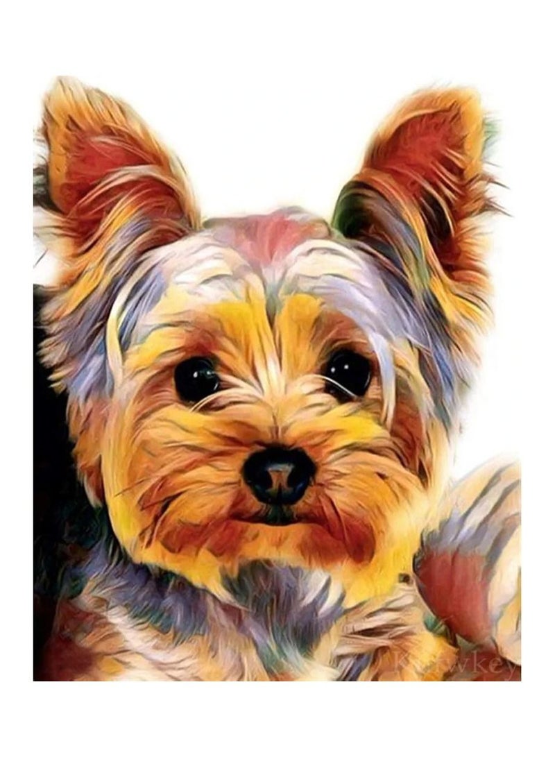 Diamond Painting Kits for Adults Beginners DIY 5D Animals Art Round Full Drill Dotz Dots Yellow Yorkie Dogs Pictures Craft Home Wall Decor 14 x 18 inch - Image 1