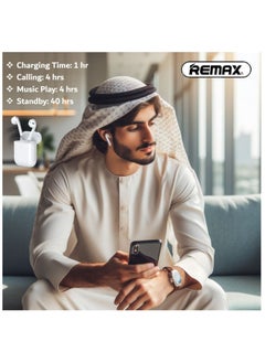 REMAX RX Wireless Earbuds For Music & Call with Charging Case White BT250  - Image 5