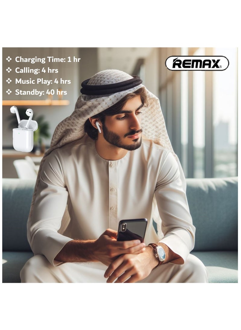 REMAX - RX Wireless Earbuds For Music & Call with Charging Case White BT250 - Image 1
