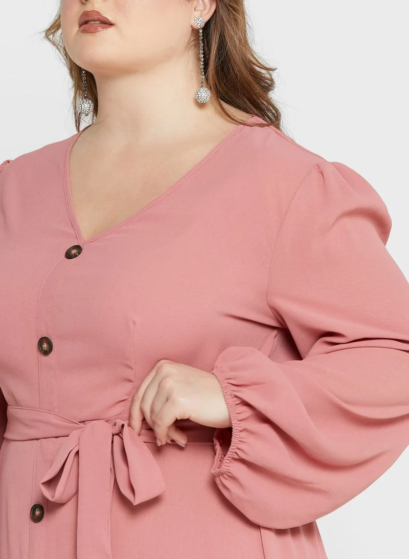 Ella Plus Belted Fit & Flare Dress