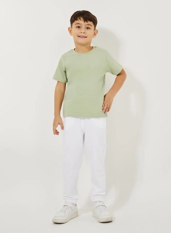 Styli Solid Round Neck T-Shirt & Full Length Pants Set