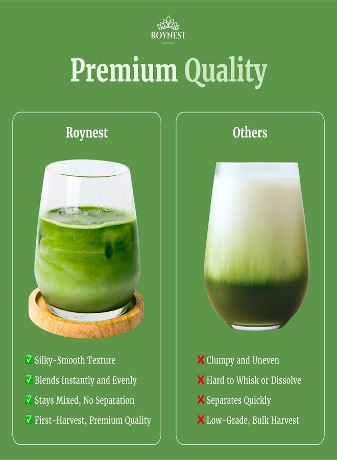 Roynest Premium Certified Organic Matcha Powder - 100% Pure Matcha for Iced Lattes, Smoothies, Cold Drinks & Baking - Clean Energy, Vegan, Non-GMO,- 50g Resealable Pouch - Image 2