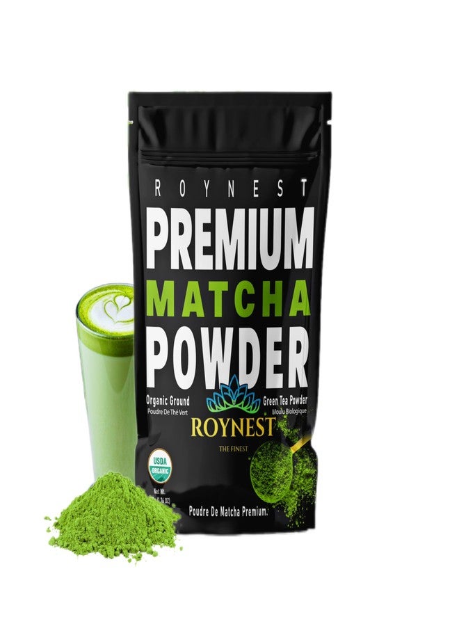 Roynest Premium Certified Organic Matcha Powder - 100% Pure Matcha for Iced Lattes, Smoothies, Cold Drinks & Baking - Clean Energy, Vegan, Non-GMO,- 50g Resealable Pouch - Image 1