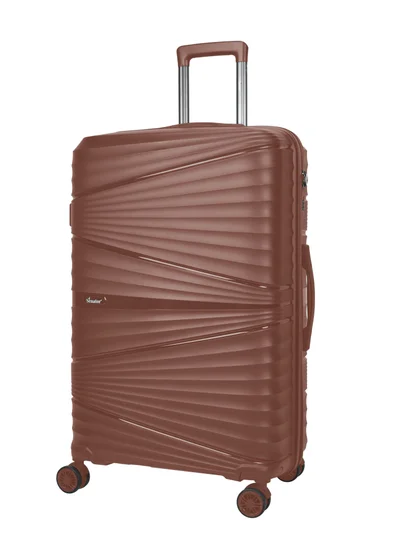 SENATOR Hard Case Medium Checked Luggage Trolley For Unisex Polypropylene Lightweight 4 Double Wheeled Suitcase With Built In TSA Type Lock Travel Bag KH1005 Rose Gold