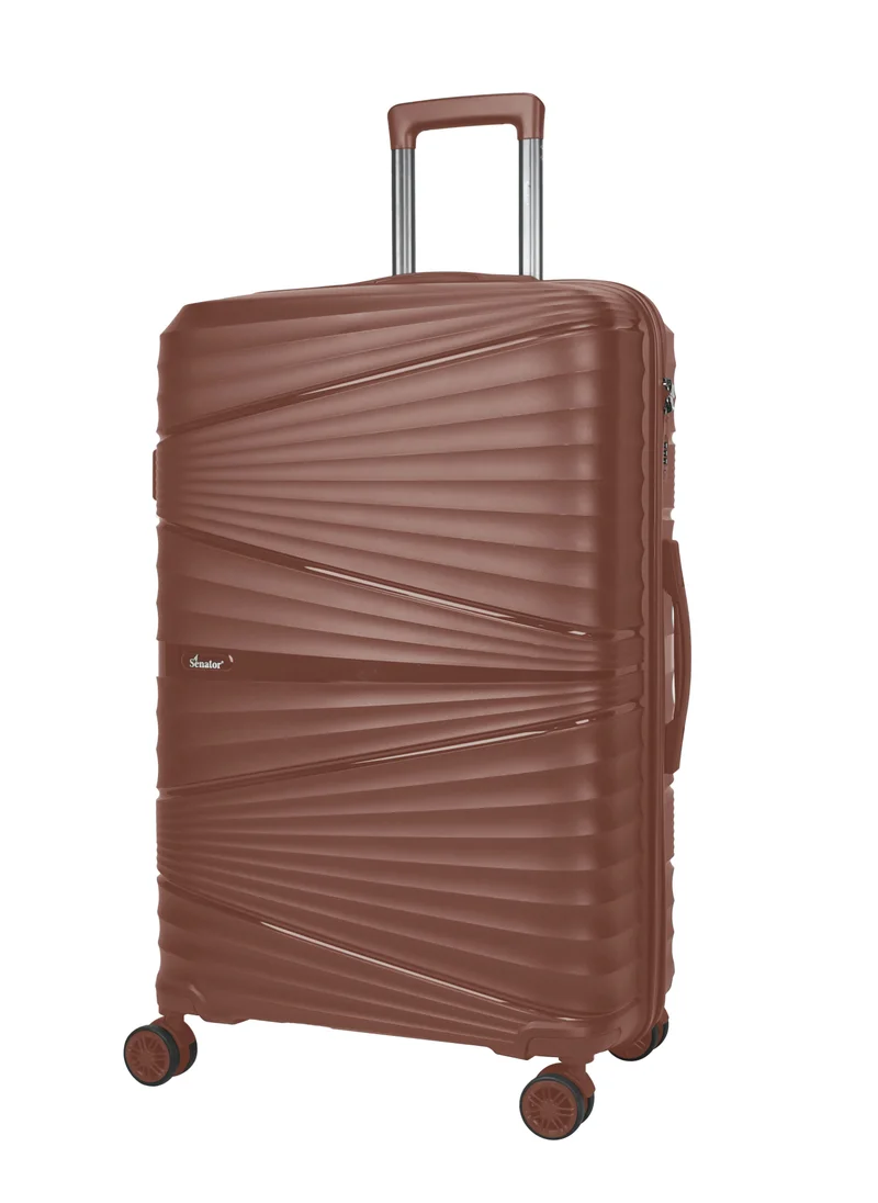 سيناتور Hard Case Medium Checked Luggage Trolley For Unisex Polypropylene Lightweight 4 Double Wheeled Suitcase With Built In TSA Type Lock Travel Bag KH1005 Rose Gold