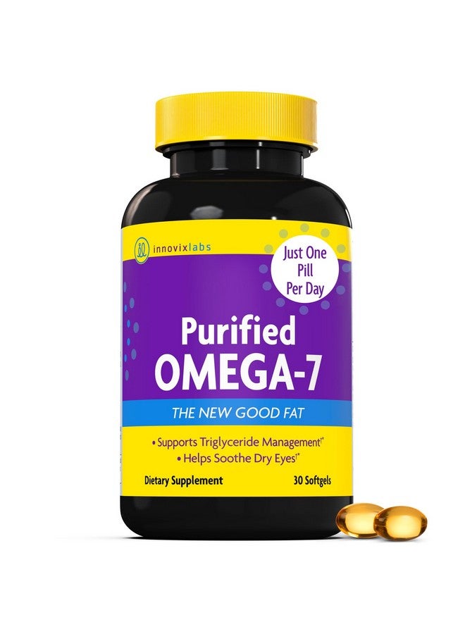 InnovixLabs InnovixLabs Purified Omega 7 Supplement - 210 mg Omega-7 Palmitoleic Acid, Fish Oil for Metabolism & Triglyceride Support, Essential Fatty Acids, IFOS Approved, 30 Softgels - Image 1