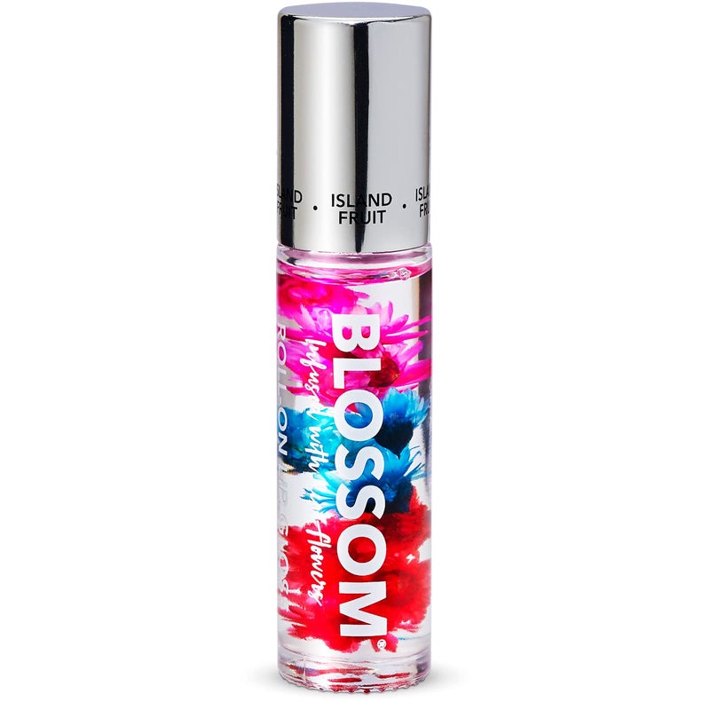 Blossom Roll on Lip Gloss, Scented Clear High Shine Moisturizing Lip Oil, Non Sticky, Infused with Real Flowers, Made in USA, 0.2oz, Island Fruit - Image 1