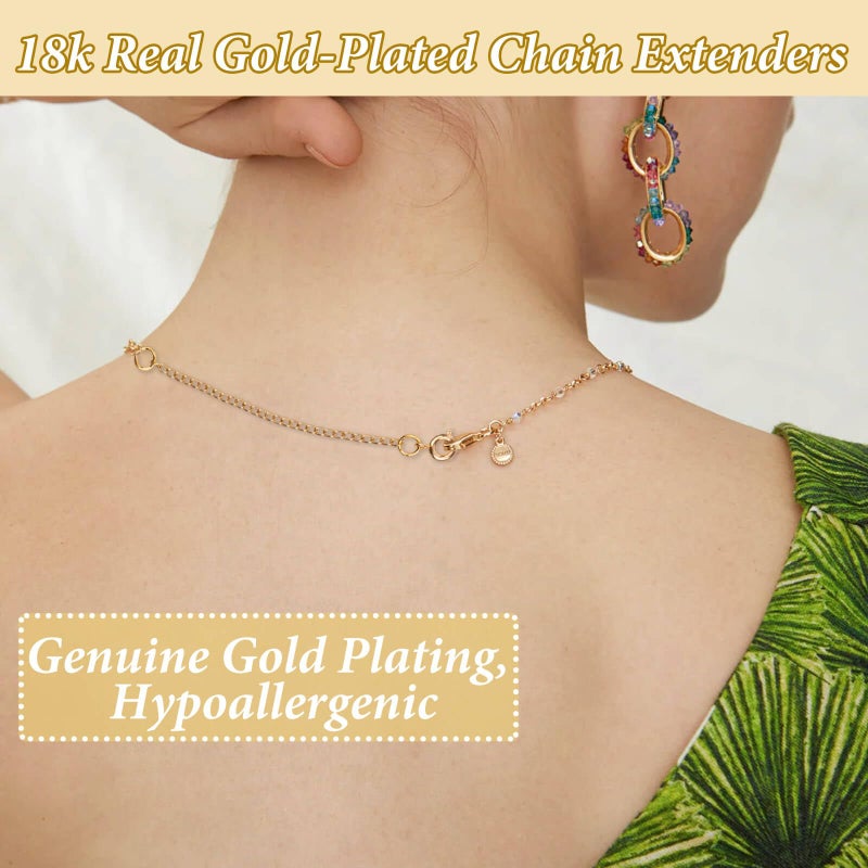 Anezus 8PCS Gold Necklace Extenders, 18K Gold Plated Jewelry Extenders Extension Chain for Necklaces, Bracelets and Anklets (Assorted Sizes) - Image 2