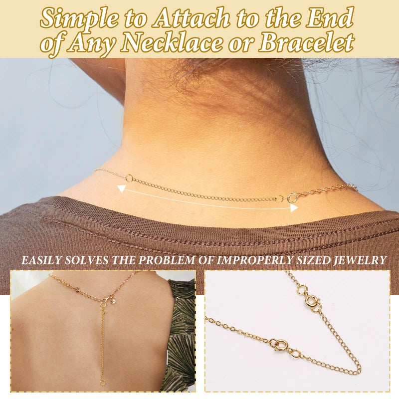 Anezus 8PCS Gold Necklace Extenders, 18K Gold Plated Jewelry Extenders Extension Chain for Necklaces, Bracelets and Anklets (Assorted Sizes) - Image 5