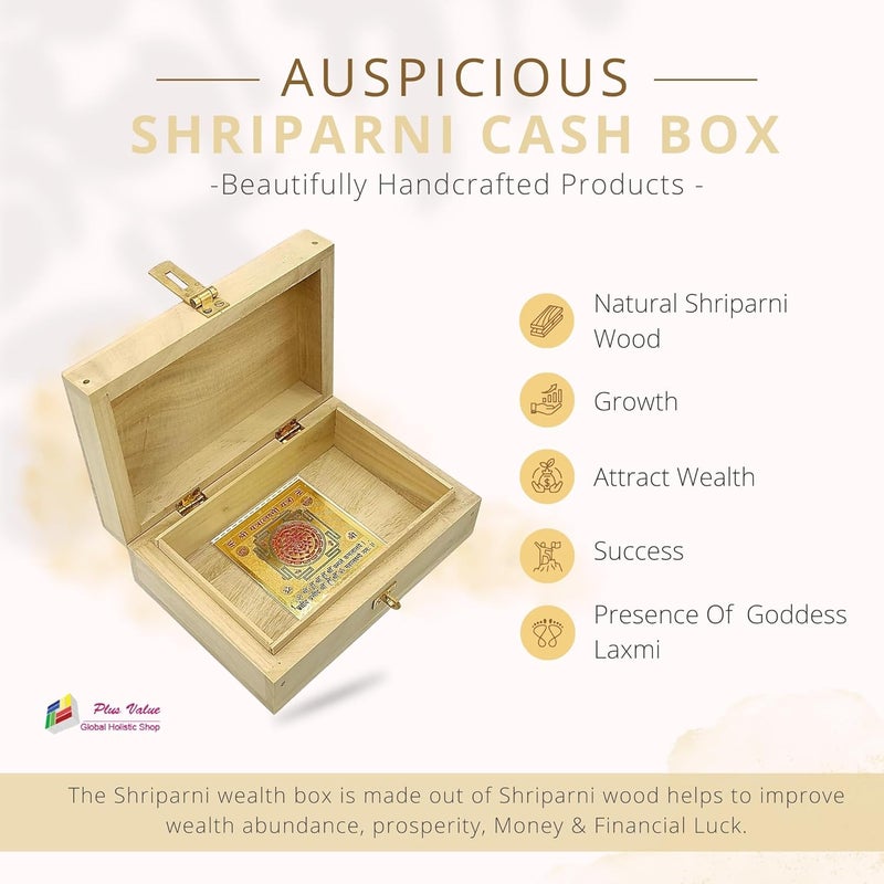 Plus Value Auspicious Shriparni Cash Box Vastu Products Wealth Money Finance Home Office Factory Shop Decor Spiritual Housewarming Gifts Size 10 x 7 Inches Wooden - Image 2