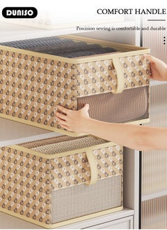 DUNISO Foldable Closet Storage Organizer, Wardrobe Clothes Organizer For Clothing, Sheets, Toys, Books,Washable Closet Storage Boxes with Carrying Handles Cube Stackable Storage Bin for Home Bedroom Office  - Image 4