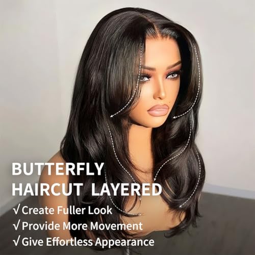 Tinashe Human Hair Wig Glueless 65 HD Lace Front Bob Natural Black Closure Wigs Human Hair Pre Plucked Pre Cut Wigs for Black Women Butterfly Haircut Layered 16 Inches - Image 3
