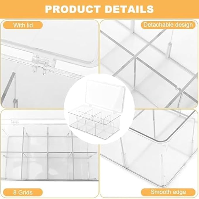 BAOLY Clear Tea Bag Organizer8 Compartment Acrylic Tea Bag Holder OrganizerStackable Tea Bag Organizer With LidStorage Organizer Bins Box For Tea Bags Sugar - Image 4