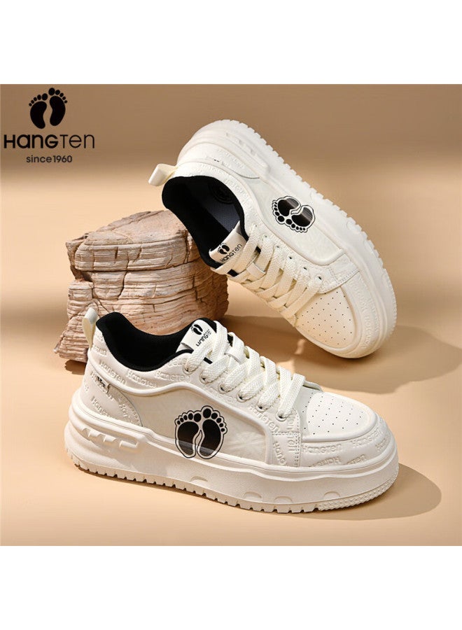Hang Ten Men's Fashion Casual Skate Shoes Embossed Logo Trendy White Sneakers Soft Sole Lightweight Comfortable Shoes - Image 3