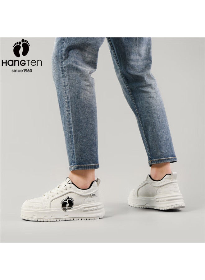 Hang Ten Men's Fashion Casual Skate Shoes Embossed Logo Trendy White Sneakers Soft Sole Lightweight Comfortable Shoes - Image 5