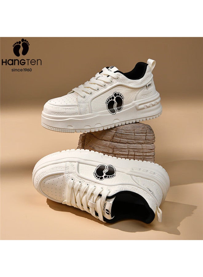 Hang Ten Men's Fashion Casual Skate Shoes Embossed Logo Trendy White Sneakers Soft Sole Lightweight Comfortable Shoes - Image 2