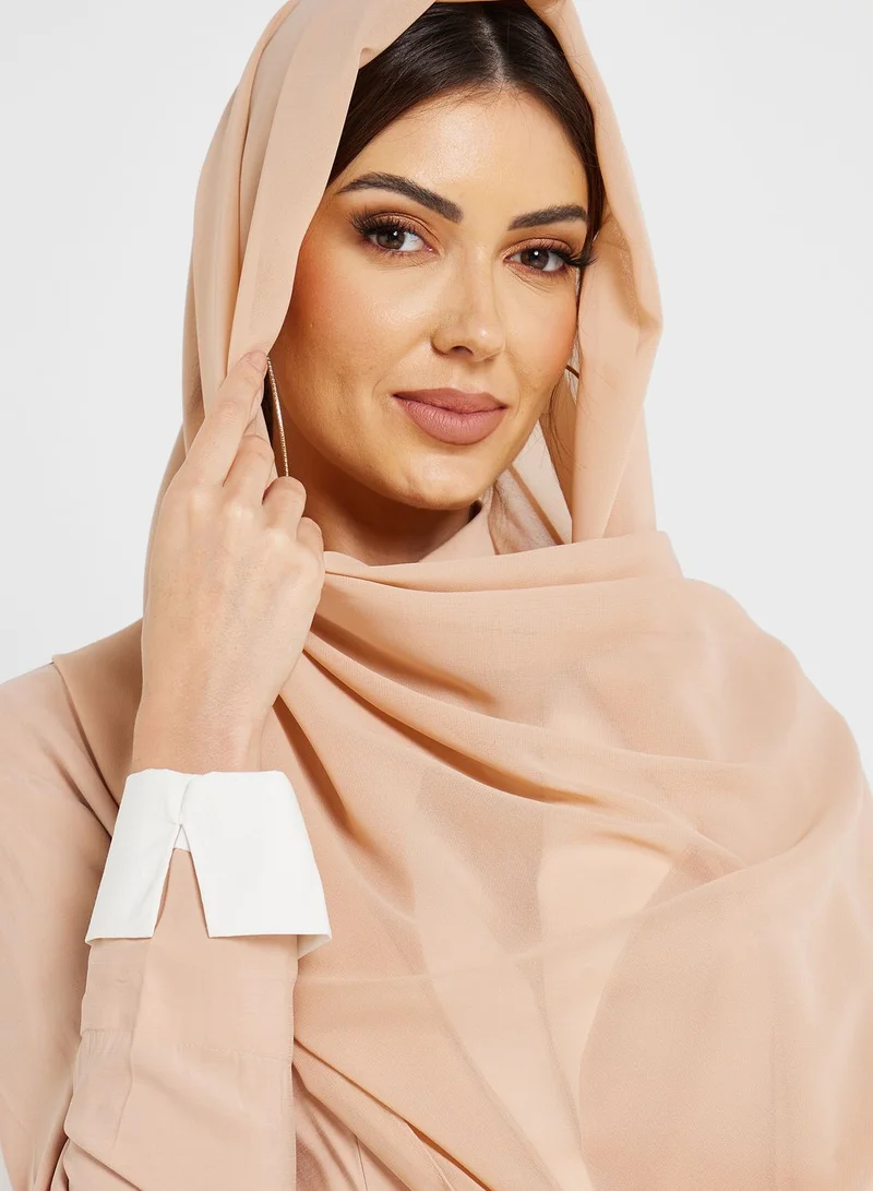 KAYFI Button Detail Pocket Abaya
