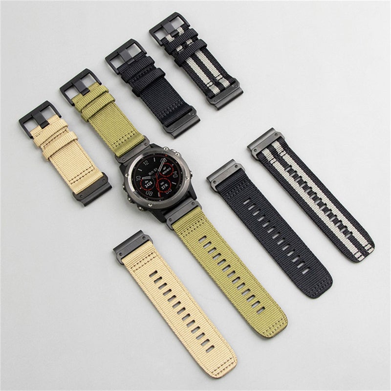 erorex For Garmin Quatix 7 Pro Nylon Canvas Quick Release 22Mm Watch Band(Black) - Image 4