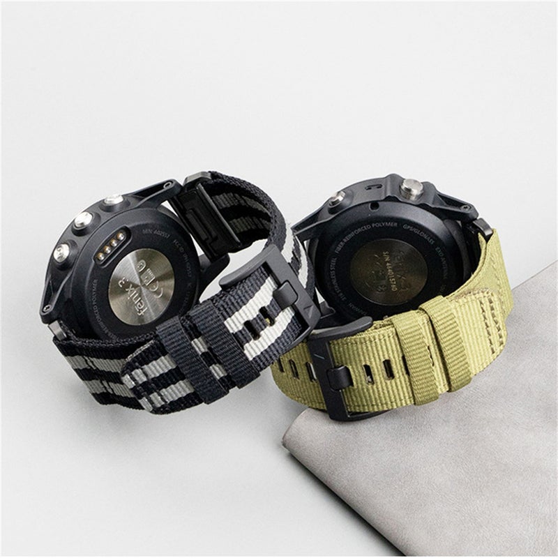 erorex For Garmin Quatix 7 Pro Nylon Canvas Quick Release 22Mm Watch Band(Black) - Image 5