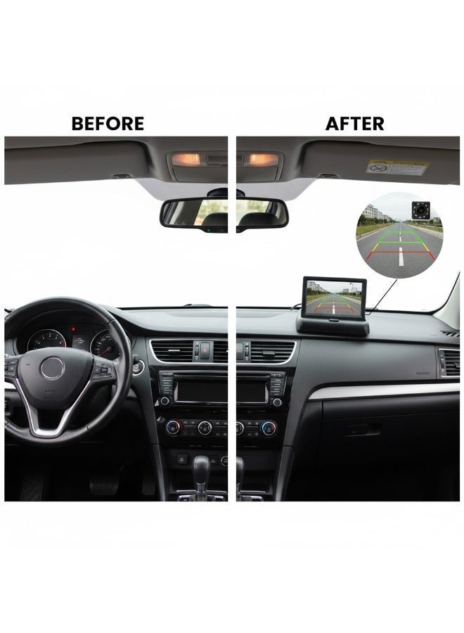 Car Display Monitor 4.3 inch/5 inch – Featuring 2-Way Video Input, Compatible with Rear View Camera & Dash Cam, 12V Operation (Clear and Comfortable View). - Image 5