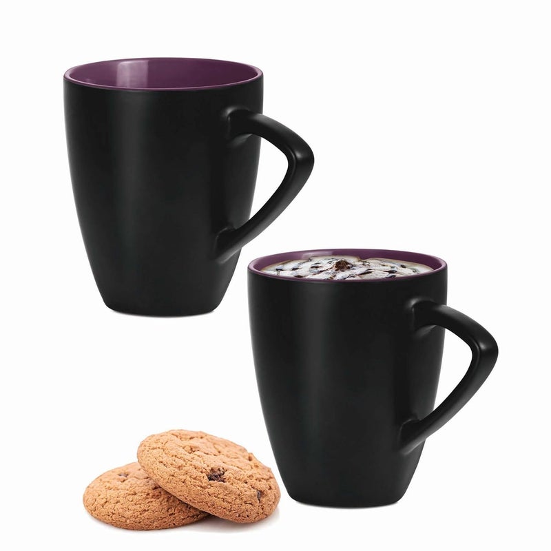 Treo by Milton Delta Ceramic Mug Set of 2 280 ml Each Black Coffee Mug Tea Milk Smoothies Microwave Safe Dishwasher Safe Easy to Handle Glossy Finish - Image 1