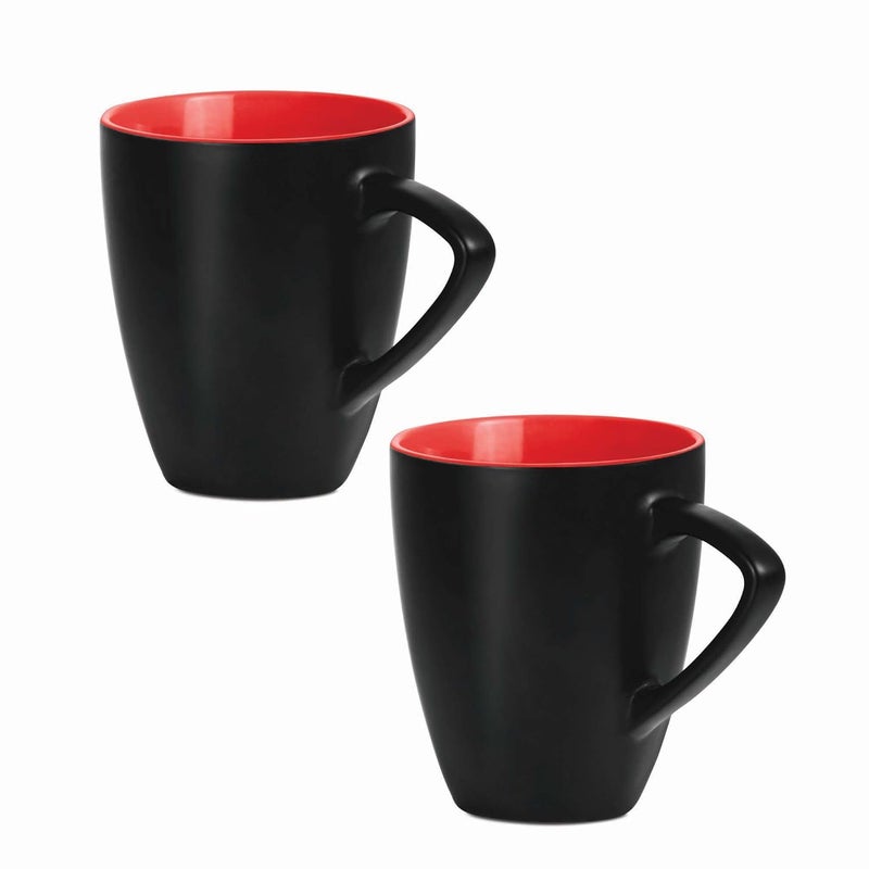 Treo by Milton Delta Ceramic Mug Set of 2 280 ml Each Black Coffee Mug Tea Milk Smoothies Microwave Safe Dishwasher Safe Easy to Handle Glossy Finish - Image 2