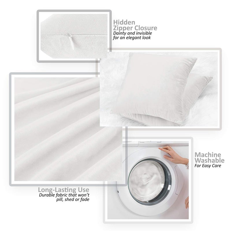 Nestl Throw Pillow Covers  Cozy Velvet Decorative Outdoor Pillow Covers 18X18 Inches  Soft Solid Cushion Covers for Sofa  Bed and Car  Set of 4 - White - Image 3