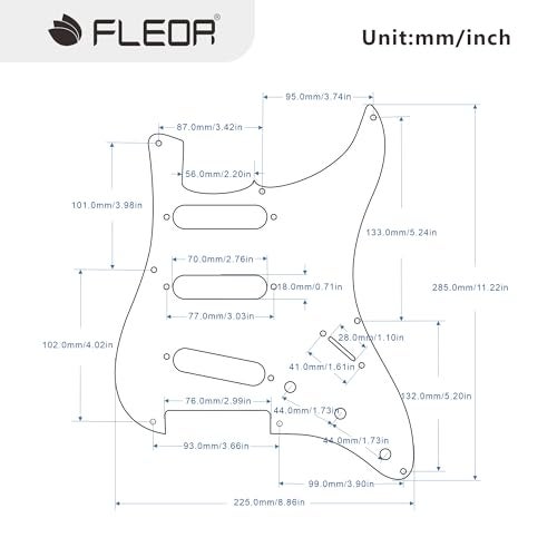 FLEOR 3Ply Black SSS 8 Hole Vintage ST Pickguard Backplate Tremolo Cavity Cover with Screw for Vintage ST Style Guitar Parts - Image 2