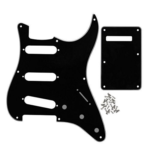 FLEOR 3Ply Black SSS 8 Hole Vintage ST Pickguard Backplate Tremolo Cavity Cover with Screw for Vintage ST Style Guitar Parts - Image 1