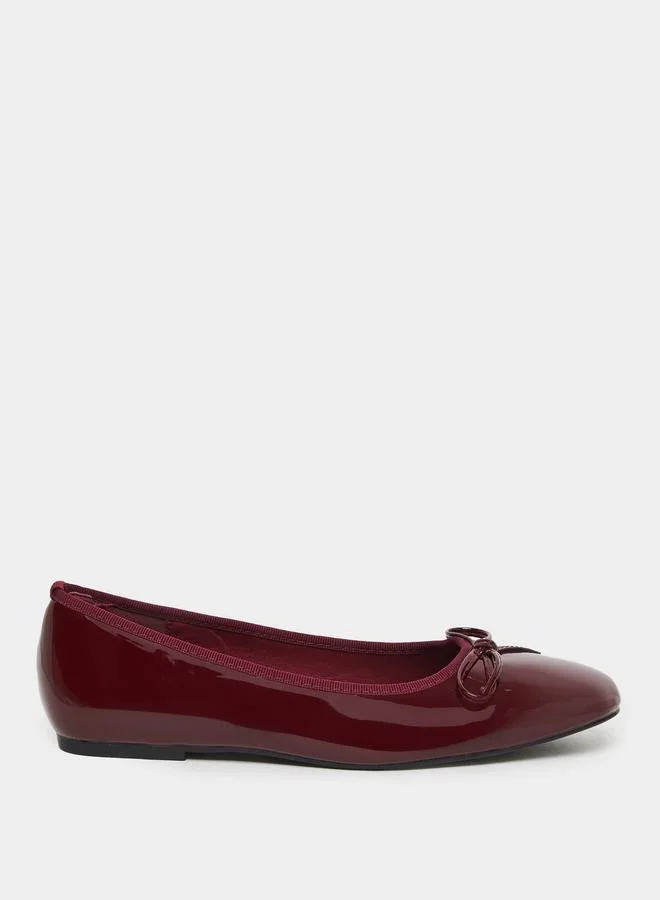 ستايلي Styli Bow Detail Patent Ballerina Shoes