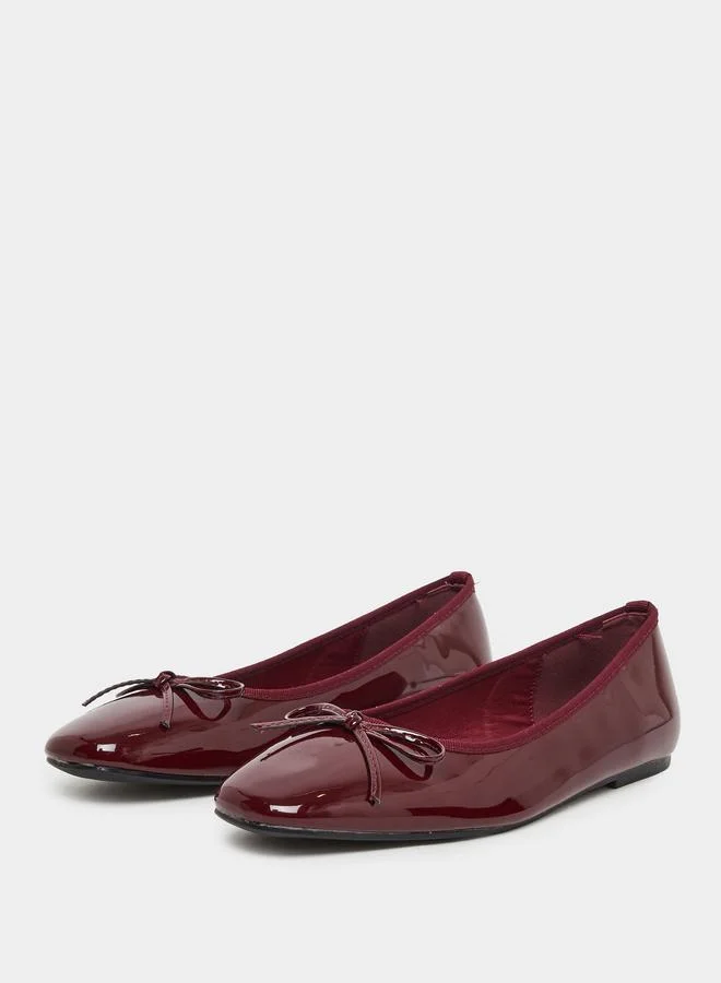 ستايلي Styli Bow Detail Patent Ballerina Shoes