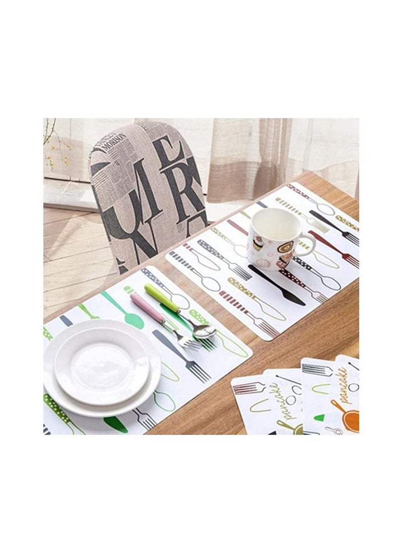 Spaceshoop 12pcs European Minimalist Cartoon Place Mat Table Mat Insulation Waterproof Anti-fouling Place Mat kitchen Plate Table Decoration Spoon Green  - Image 3