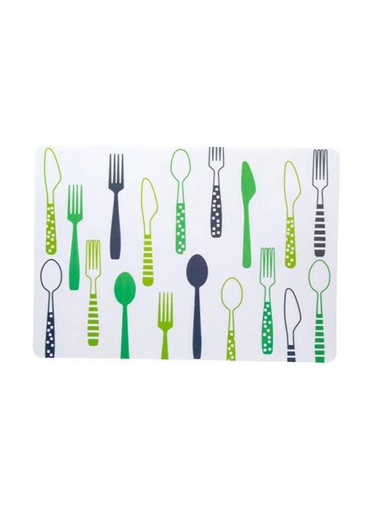 Spaceshoop 12pcs European Minimalist Cartoon Place Mat Table Mat Insulation Waterproof Anti-fouling Place Mat kitchen Plate Table Decoration Spoon Green  - Image 1