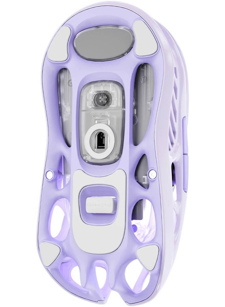 جرافا ستار ماوس الألعاب اللاسلكي Mercury M1 Pro Special Edition – مستشعر PAW3395، 26,000 DPI، 650 IPS، 5 أزرار قابلة للبرمجة، إضاءة RGB، ثلاثي الوضع، إطار خفيف من سبائك المغنيسيوم | لافندر بنفسجي - Image 5