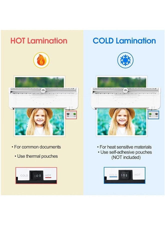 A3 Laminator Machine,9 in 1 Cold Laminating Machine with 40 Laminating Pouches,Paper Cutter and Corner Rounder,A3/A4/A5/A6 Thermal Laminator for Home Office School