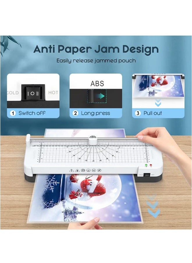 A3 Laminator Machine,9 in 1 Cold Laminating Machine with 40 Laminating Pouches,Paper Cutter and Corner Rounder,A3/A4/A5/A6 Thermal Laminator for Home Office School