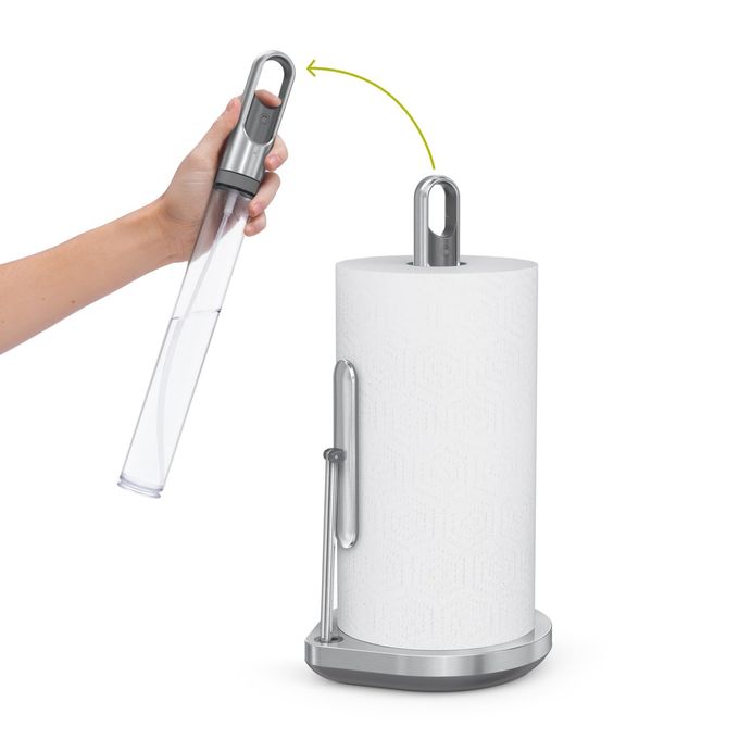 simplehuman Standing Paper Towel Holder with Spray Pump, Brushed Stainless Steel - Image 1
