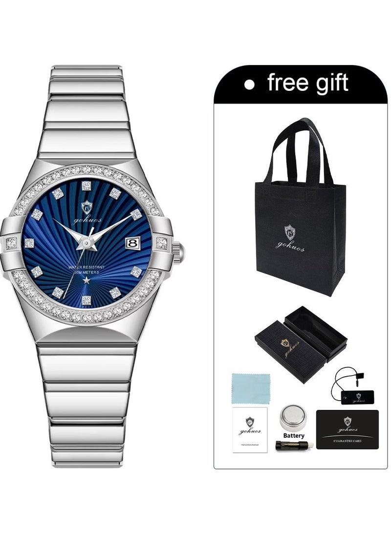 GOHUOS Women's Watch, Quartz Stainless Steel Water Resistant Analog Business Luxury Ladies Wrist Watch - 27mm - Image 2